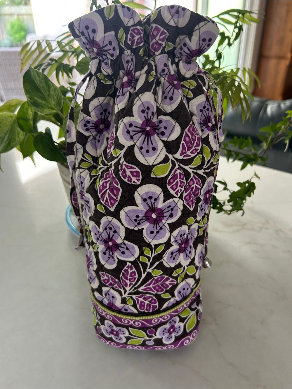 NWOT Vera Bradley Cheers To You Wine Quilted Tote Bag Purple Plum Petals Retired